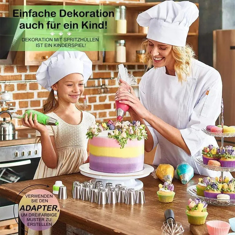 BeautyBake™ Set di Sac à Poche | 14 Pezzi | Decorazione Professionale per Torte | Acciaio Inox & Silicone