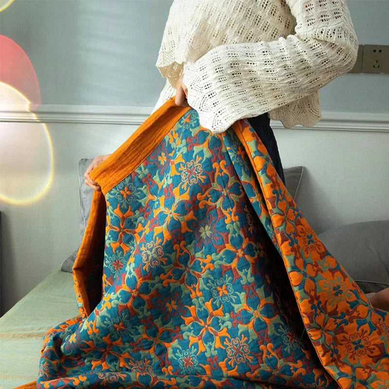 Piumone in Cotone a Sei Strati con Motivo Blu – TerraLoom Coperta Confortevole