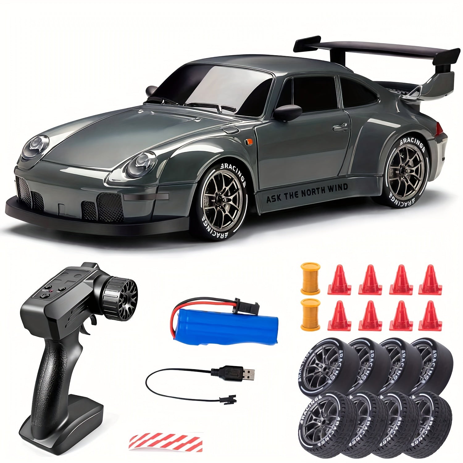 Ultimate 1:24 RC Driftcar con ruote LED – Giocattolo da corsa ricaricabile 4WD