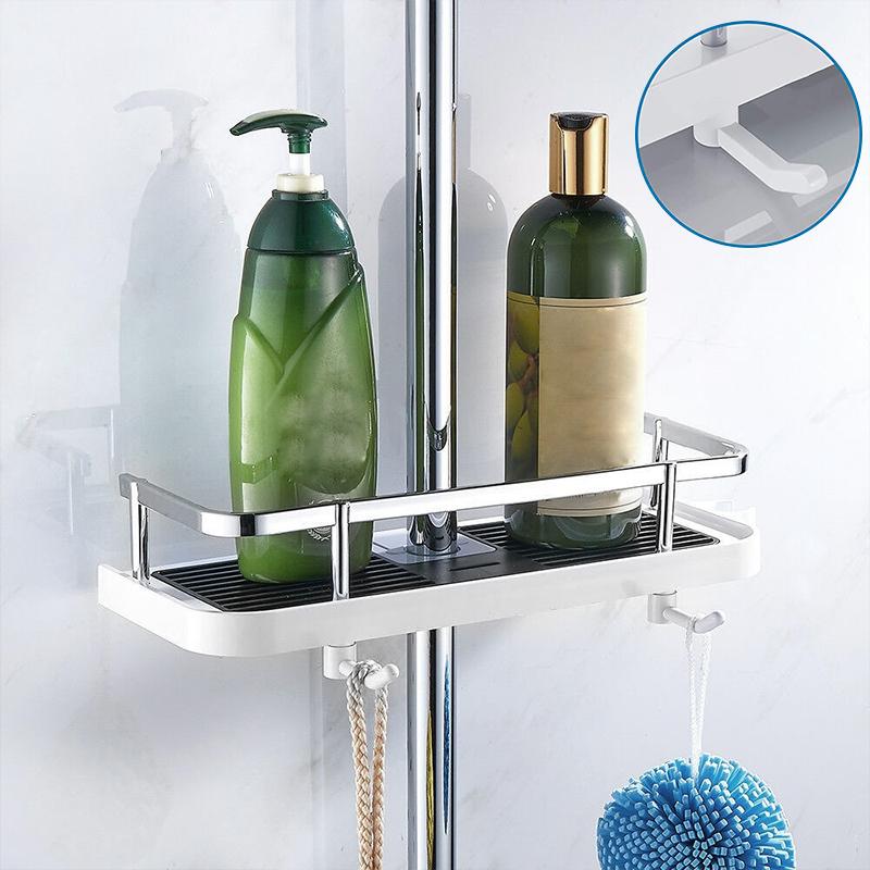 ShowerCaddy | Mensola per doccia senza foratura | Supporto per barre da bagno regolabile in altezza | Inossidabile e stabile | Sistema di organizzazione per shampoo e accessori