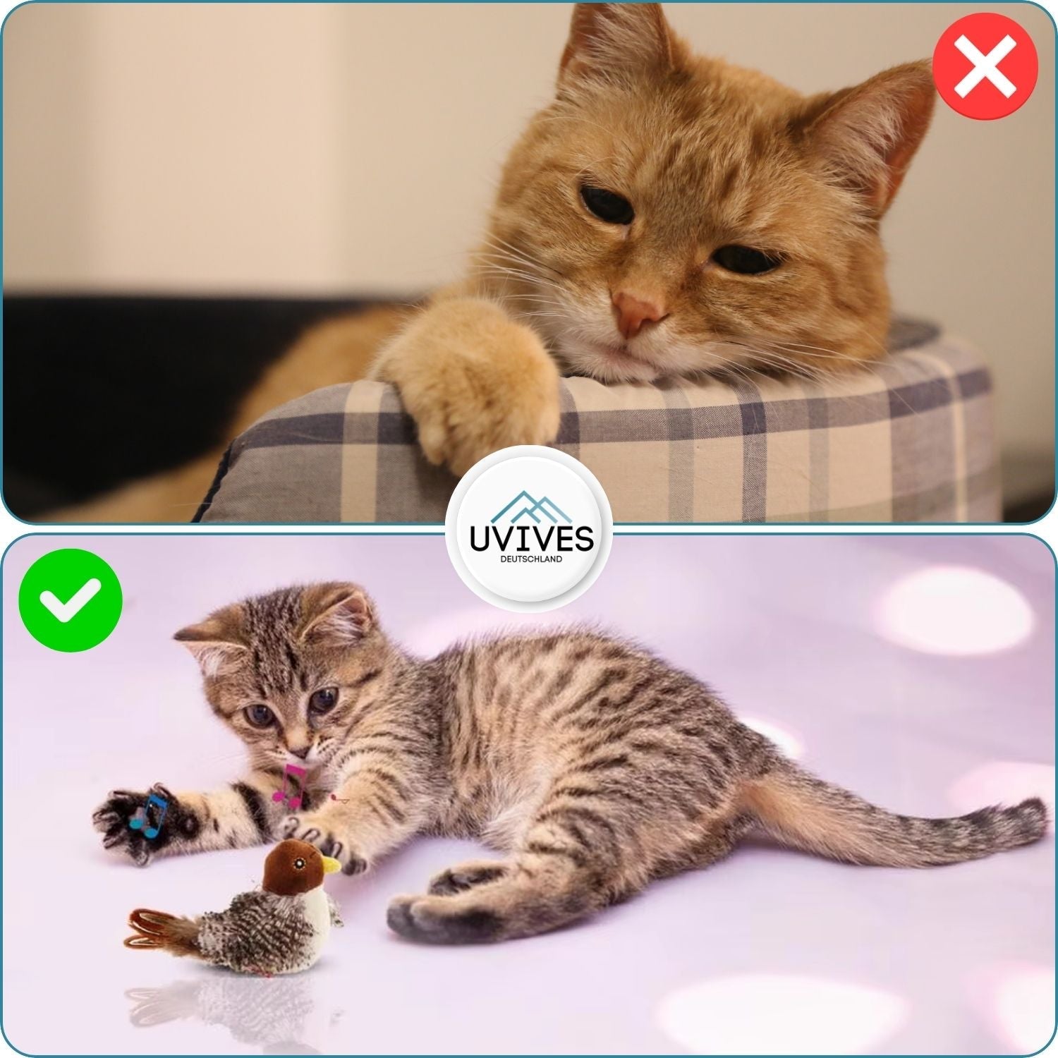 PurrTweet - Giocattolo interattivo a forma di uccello che cinguetta per gatti