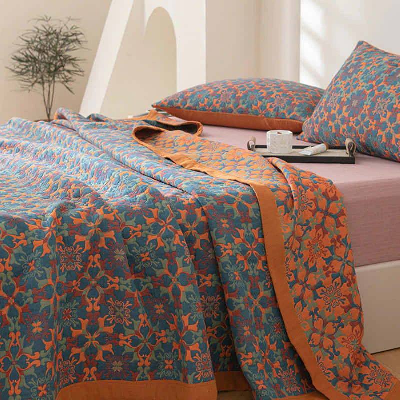Piumone in Cotone a Sei Strati con Motivo Blu – TerraLoom Coperta Confortevole