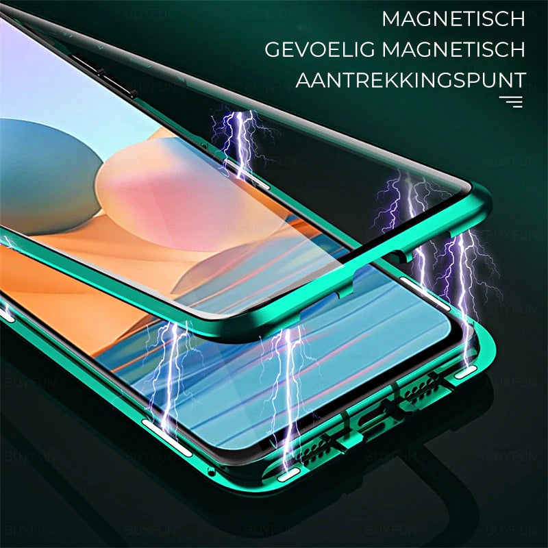 Custodia per telefono doppia faccia in vetro temperato magnetico per Samsung