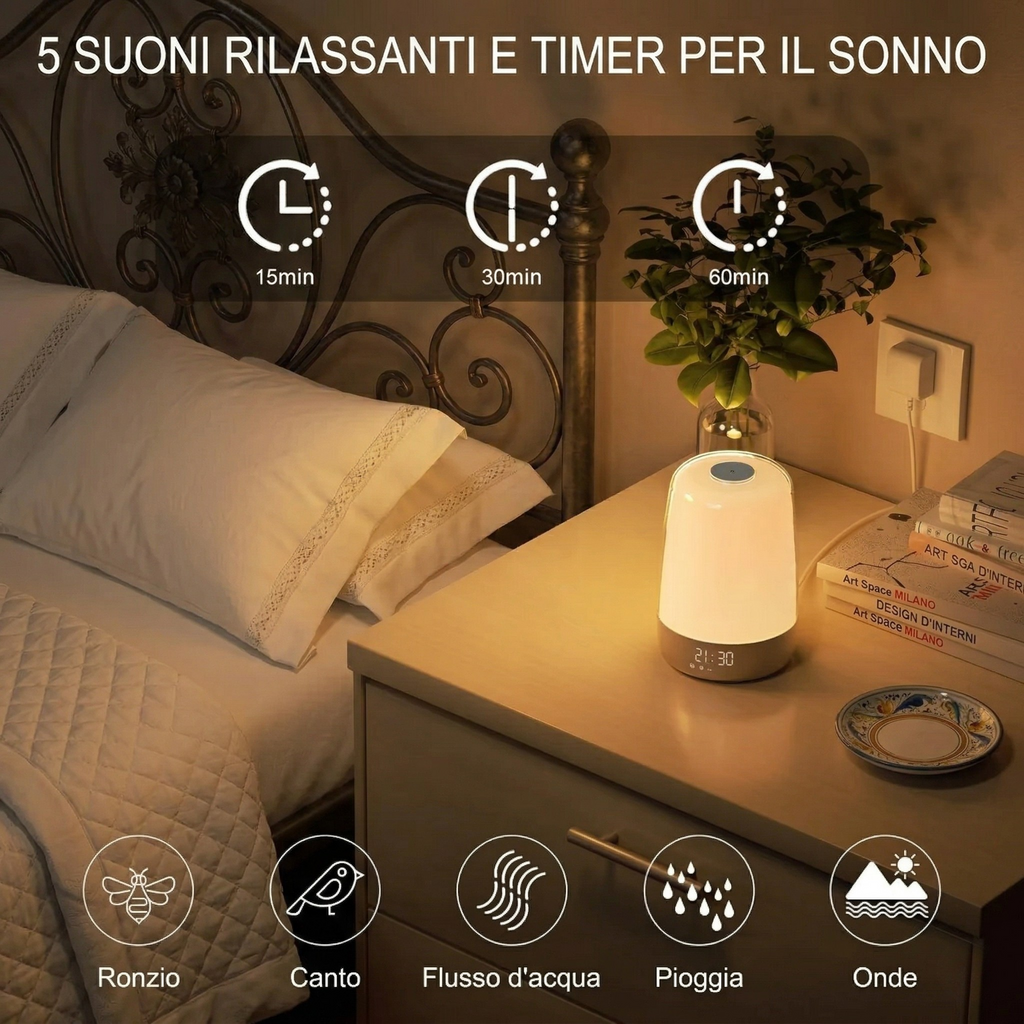 Sveglia Luminosa con Simulazione Alba e Tramonto Lampada LED Smart