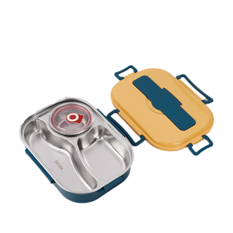 Thermo-Lunchbox in acciaio inossidabile – interno in acciaio inossidabile – 3 o 4 scomparti con ciotola per zuppa – Orologio da parete