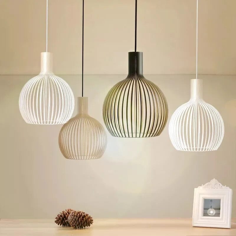 FjordLoom Lampada a Sospensione in Legno Rustico con Cavo Regolabile