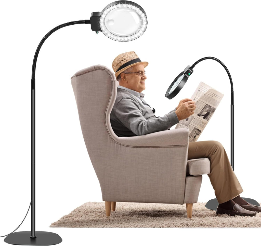 Lente d'ingrandimento a tutto campo con luce LED – Aiuto alla lettura a mani libere per libri, artigianato e hobby