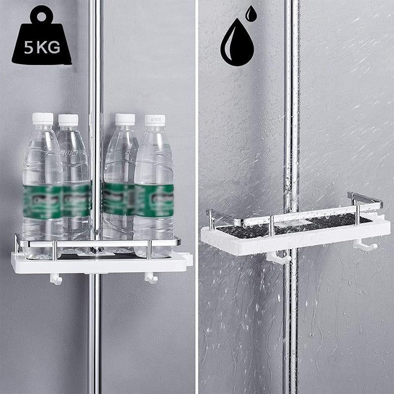 ShowerCaddy | Mensola per doccia senza foratura | Supporto per barre da bagno regolabile in altezza | Inossidabile e stabile | Sistema di organizzazione per shampoo e accessori