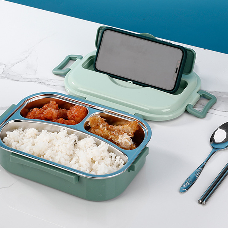 Thermo-Lunchbox in acciaio inossidabile – interno in acciaio inossidabile – 3 o 4 scomparti con ciotola per zuppa – Orologio da parete