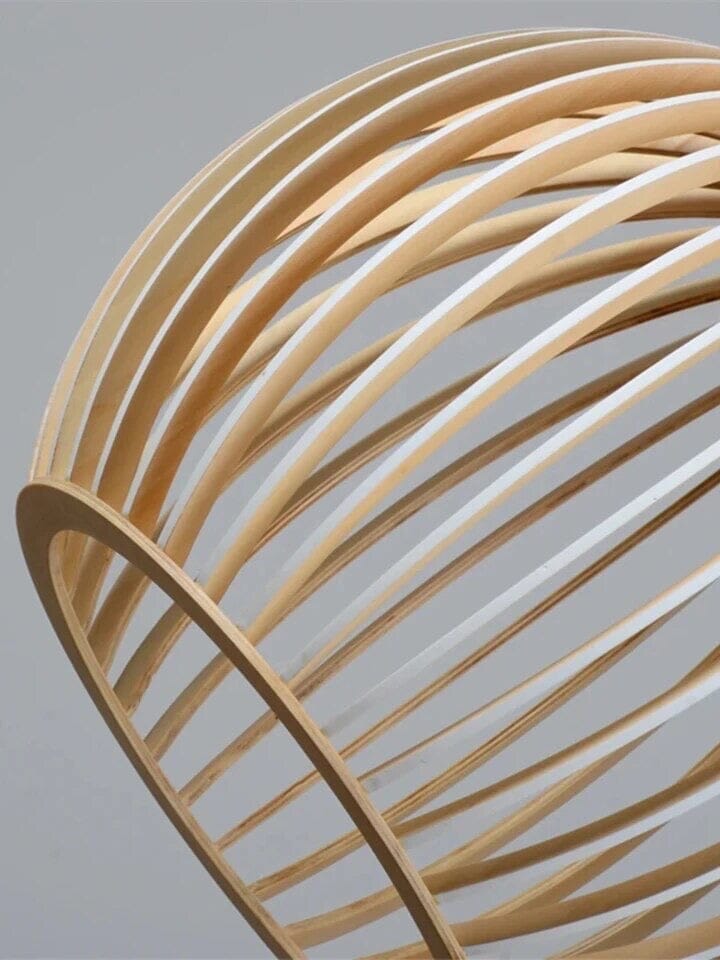 FjordLoom Lampada a Sospensione in Legno Rustico con Cavo Regolabile