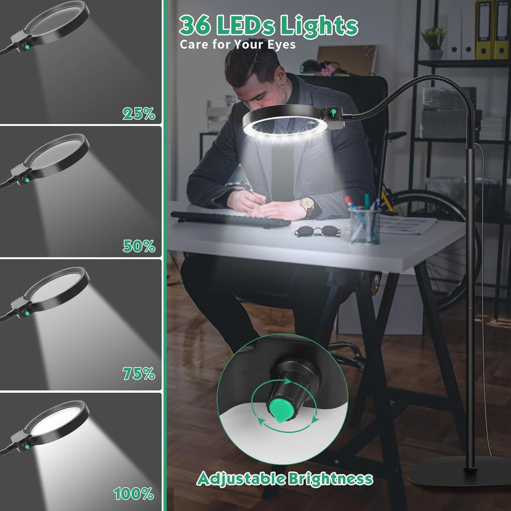 Lente d'ingrandimento a tutto campo con luce LED – Aiuto alla lettura a mani libere per libri, artigianato e hobby