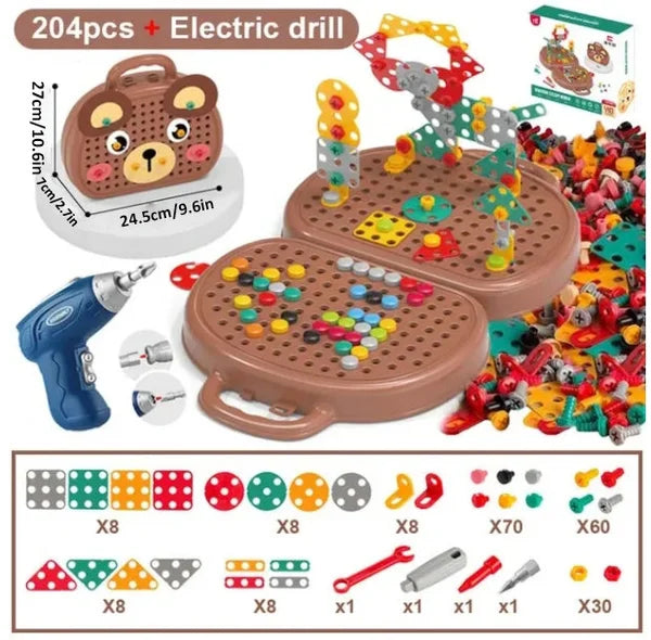 Scatola di Giocattoli Montessori EduDrill™ | Giocattolo educativo creativo con trapano | Sviluppa comprensione tecnica e motricità | SCONTO DEL 50%