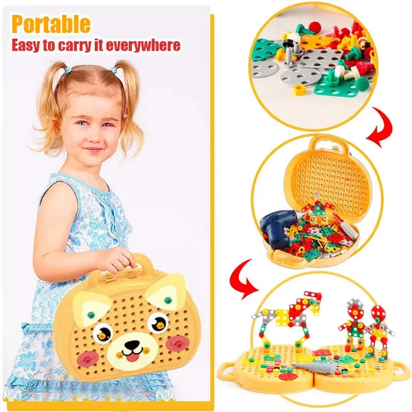 Scatola di Giocattoli Montessori EduDrill™ | Giocattolo educativo creativo con trapano | Sviluppa comprensione tecnica e motricità | SCONTO DEL 50%