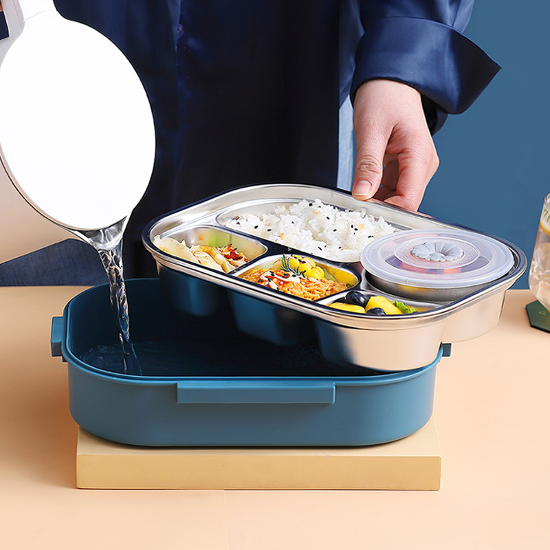 Thermo-Lunchbox in acciaio inossidabile – interno in acciaio inossidabile – 3 o 4 scomparti con ciotola per zuppa – Orologio da parete