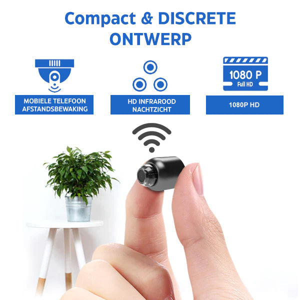 MiniEye Full HD Telecamera di Sicurezza | Mini Telecamera Compatta con Visione Notturna e Rilevamento di Movimento