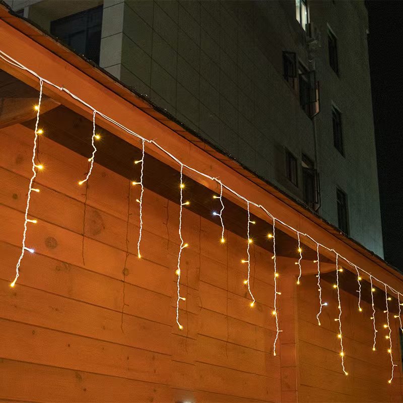 Quntis 50m Catena di Luci LED a Goccia di Ghiaccio | IP44 Resistente alle Intemperie | 36V Bassa Tensione | 500+ LED | Effetto Cascata di Gocce di Ghiaccio | Bianco Caldo