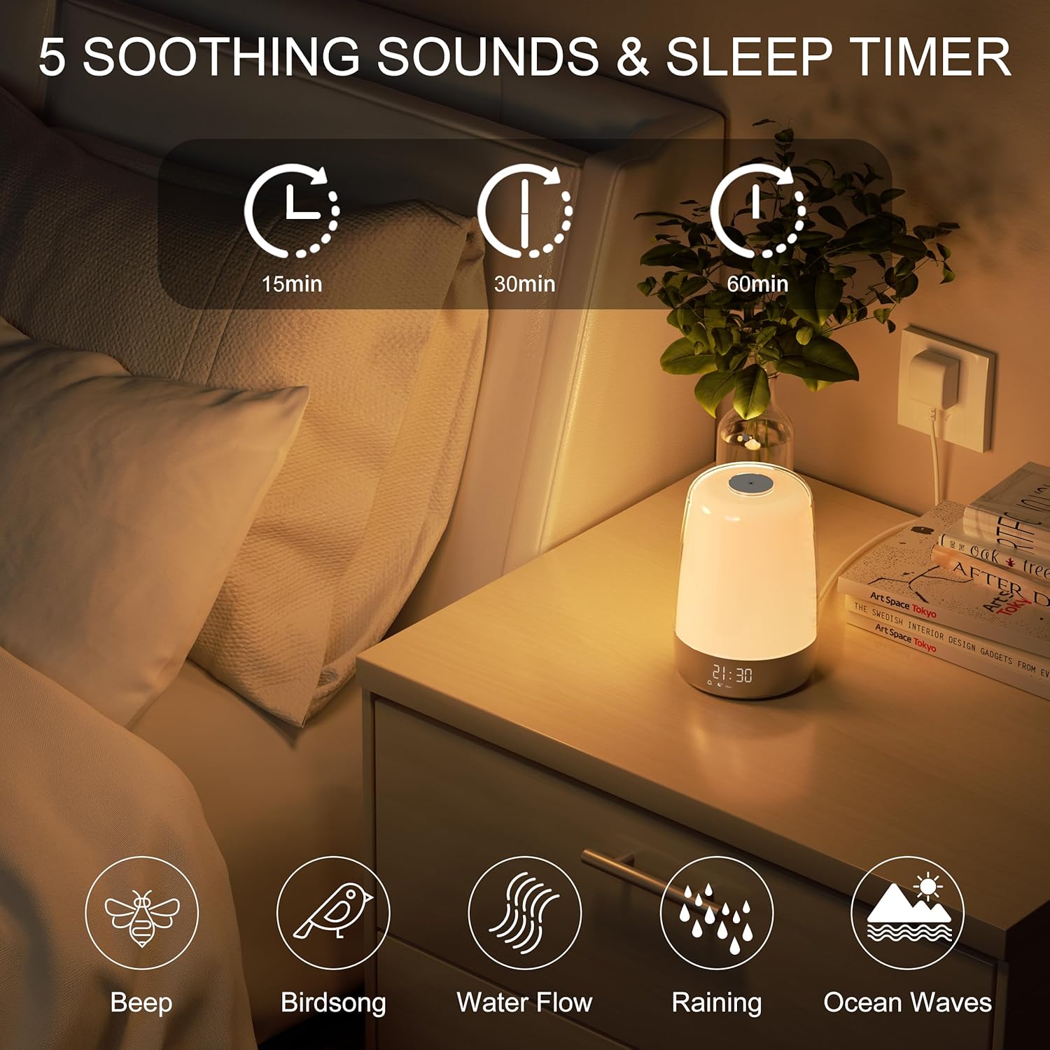 Aurora Wake-Up Light | Al sorgere e tramontare del sole | Ricaricabile USB-C
