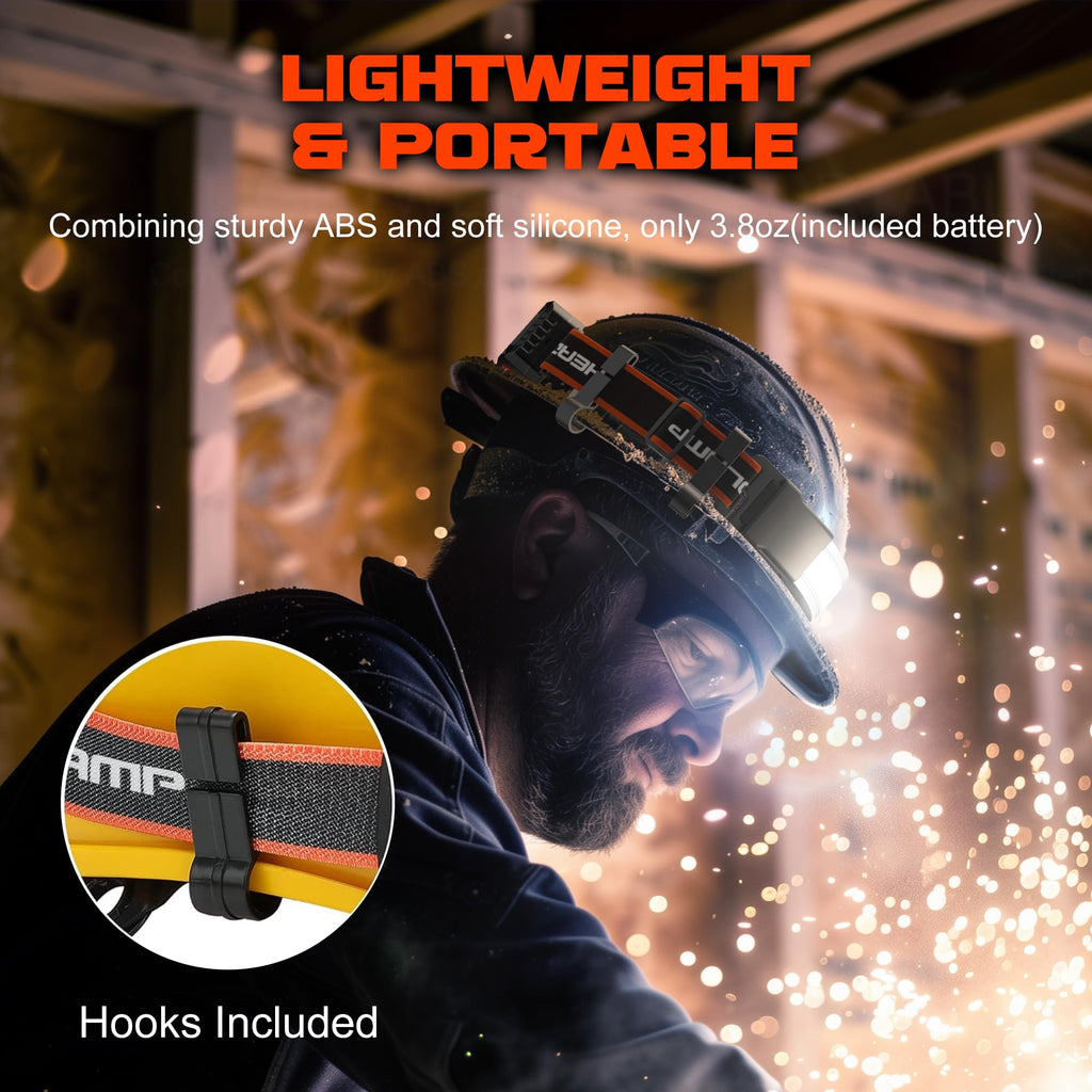 Hodelykt Ricaricabile Hopedone 1000 Lumen, Angolo di Visione di 230°, Impermeabile, 2-Pack, Arancione