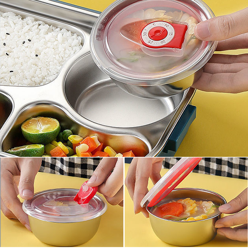 Thermo-Lunchbox in acciaio inossidabile – interno in acciaio inossidabile – 3 o 4 scomparti con ciotola per zuppa – Orologio da parete