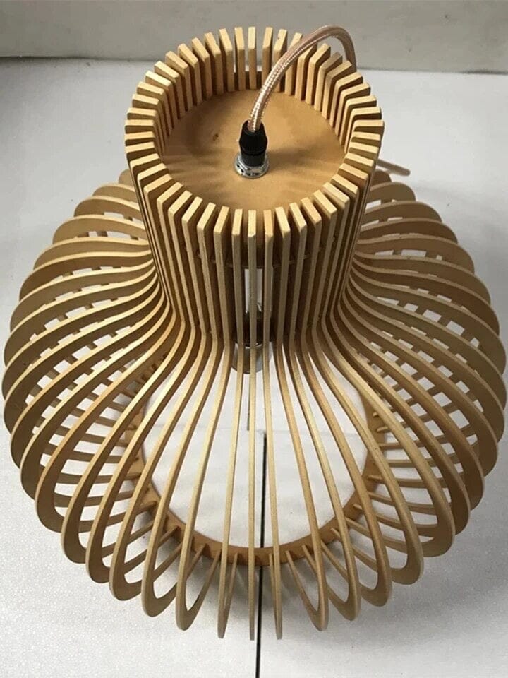 FjordLoom Lampada a Sospensione in Legno Rustico con Cavo Regolabile