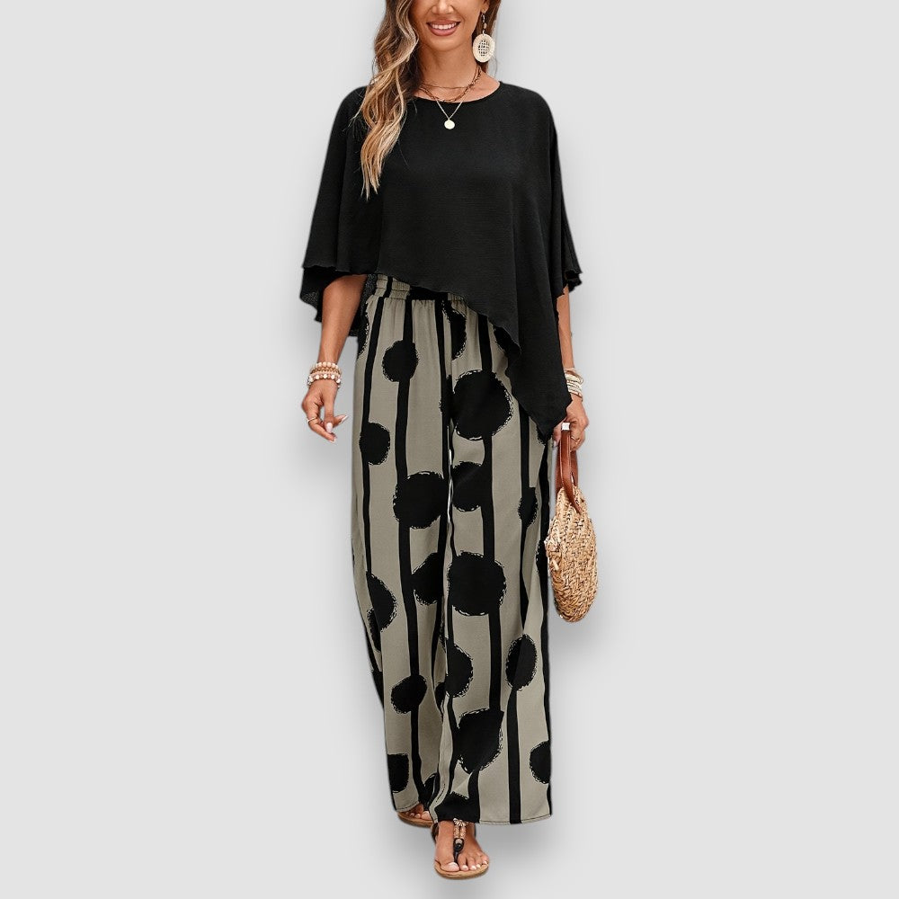 Claudia – Elegante Completo Due Pezzi con Top Asimmetrico per Donne