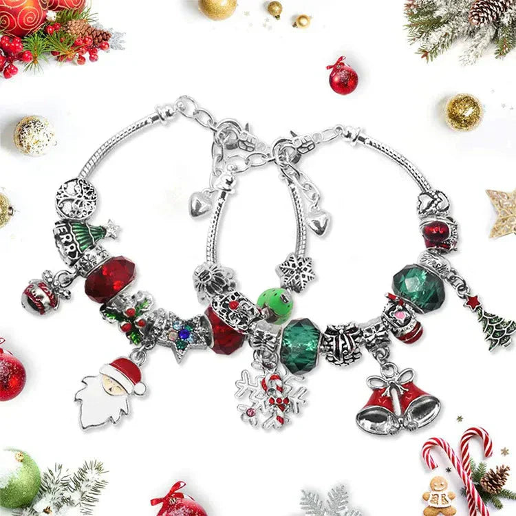 Set di gioielli dell'Avvento | Braccialetto di Natale fai-da-te con 24 ciondoli | Idea festiva per il conto alla rovescia