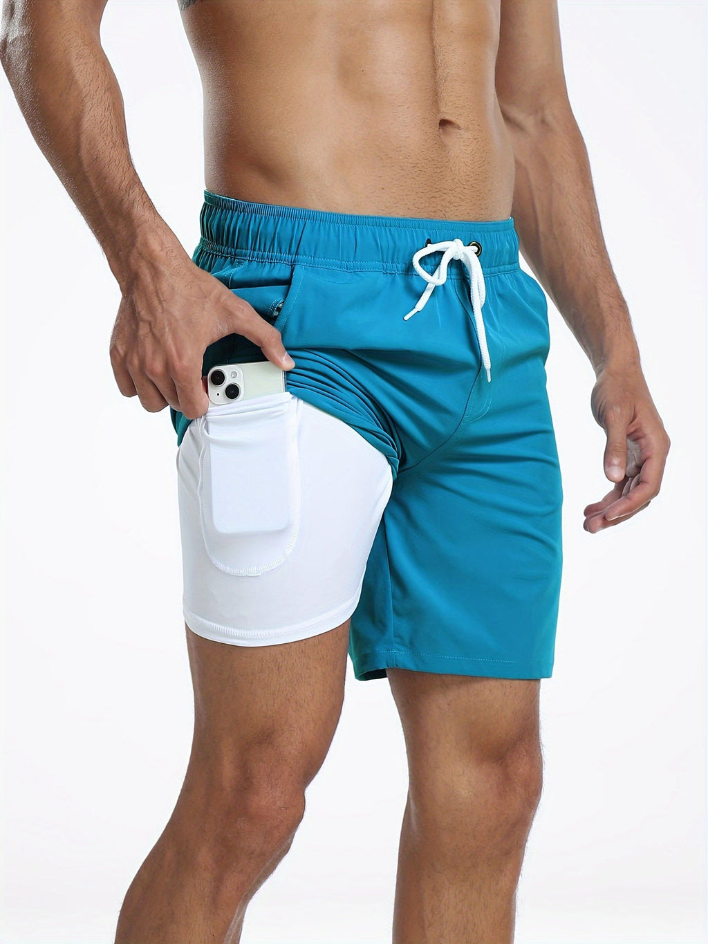 Costume da bagno | Pantaloni corti elasticizzati a asciugatura rapida per uomini con tasca per cellulare