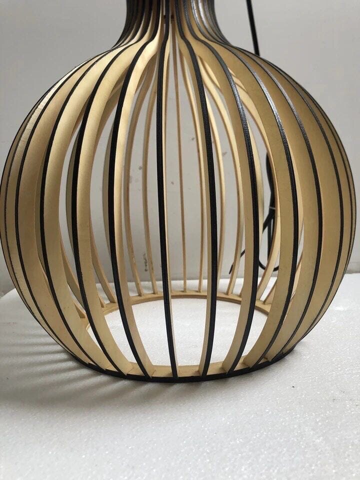 FjordLoom Lampada a Sospensione in Legno Rustico con Cavo Regolabile