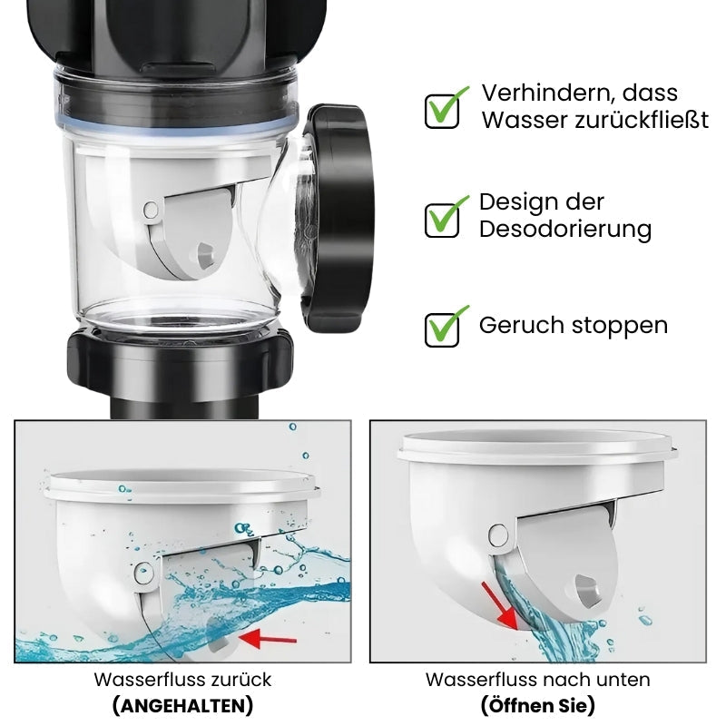 OdorBlock Tubo di Scarico | Sistema Anti-Odore & Anti-Ostruzione | Flessibile, Inossidabile & Durevole | Per Lavandini & Cucina