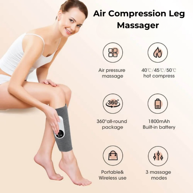 LegRelief Pro | Massaggiatore per Gambe e Polpacci Ricaricabile Senza Fili con Compressione d'Aria