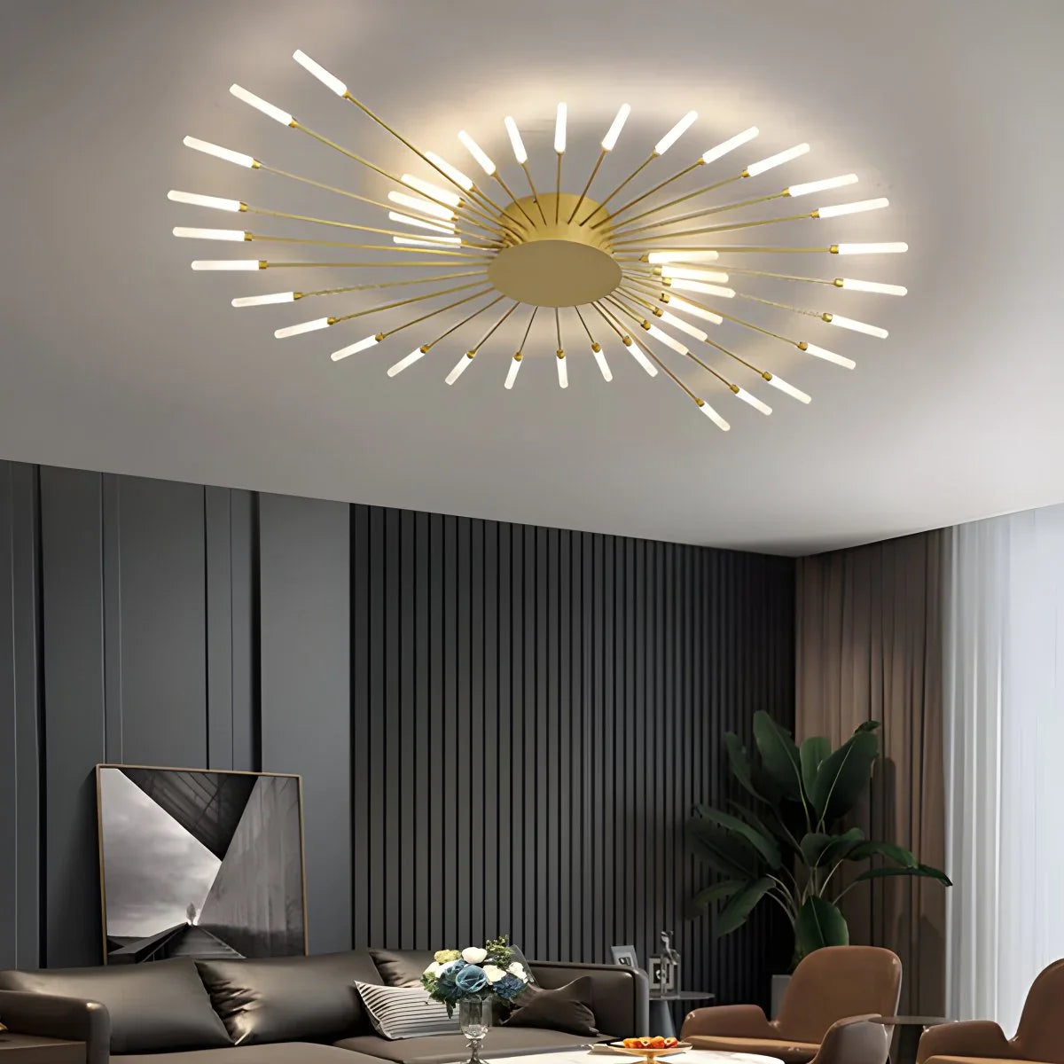 Altisor Lampada da Soffitto – LED – Nero/Oro – 20–42 Punti Luce – Design Moderno, Dimmerabile per Soggiorno