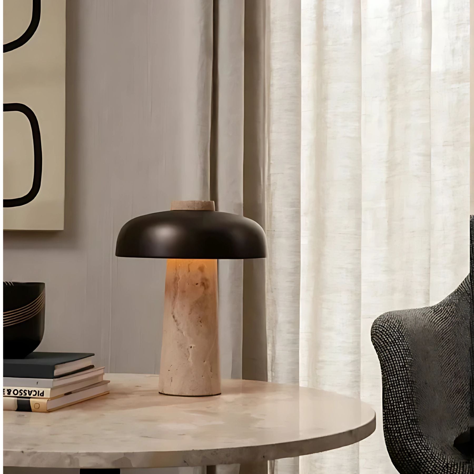 Alto Lampada da Tavolo – Travertino – Beige – Minimalista – 20W – Illuminazione Elegante per Ambienti
