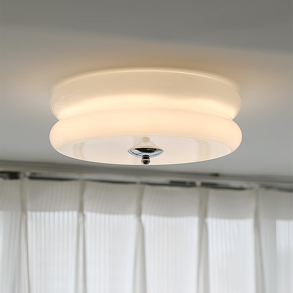 Lampada da soffitto Art Deco – Metallo e vetro – Bianco – Ø40 cm – Design elegante per soggiorno e camera da letto