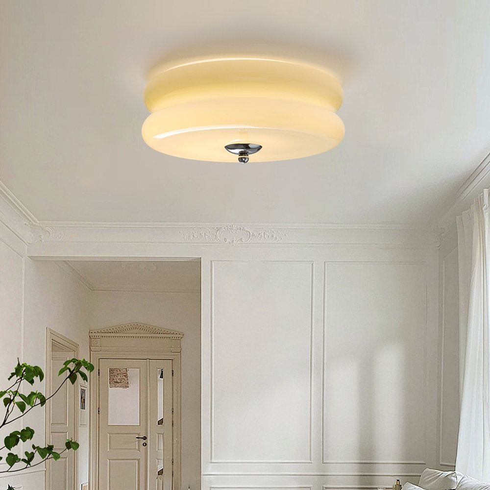 Lampada da soffitto Art Deco – Metallo e vetro – Bianco – Ø40 cm – Design elegante per soggiorno e camera da letto