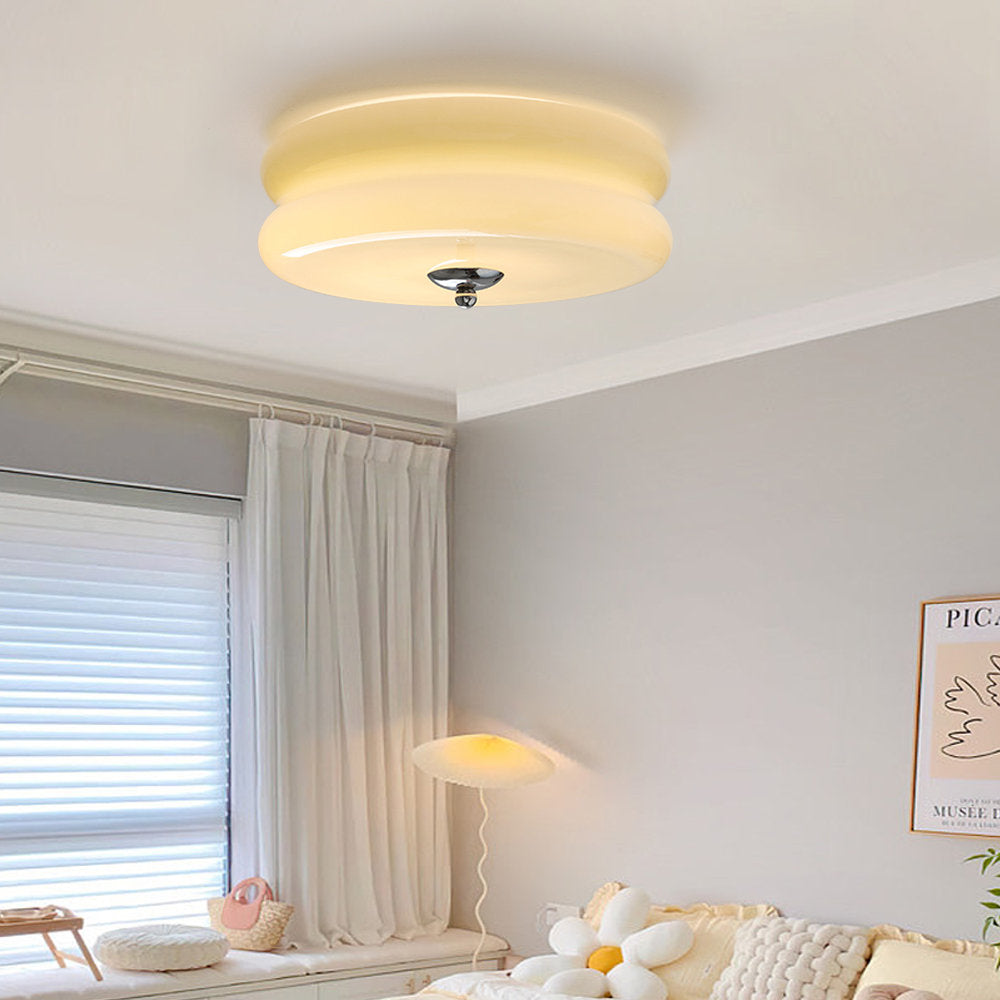 Lampada da soffitto Art Deco – Metallo e vetro – Bianco – Ø40 cm – Design elegante per soggiorno e camera da letto