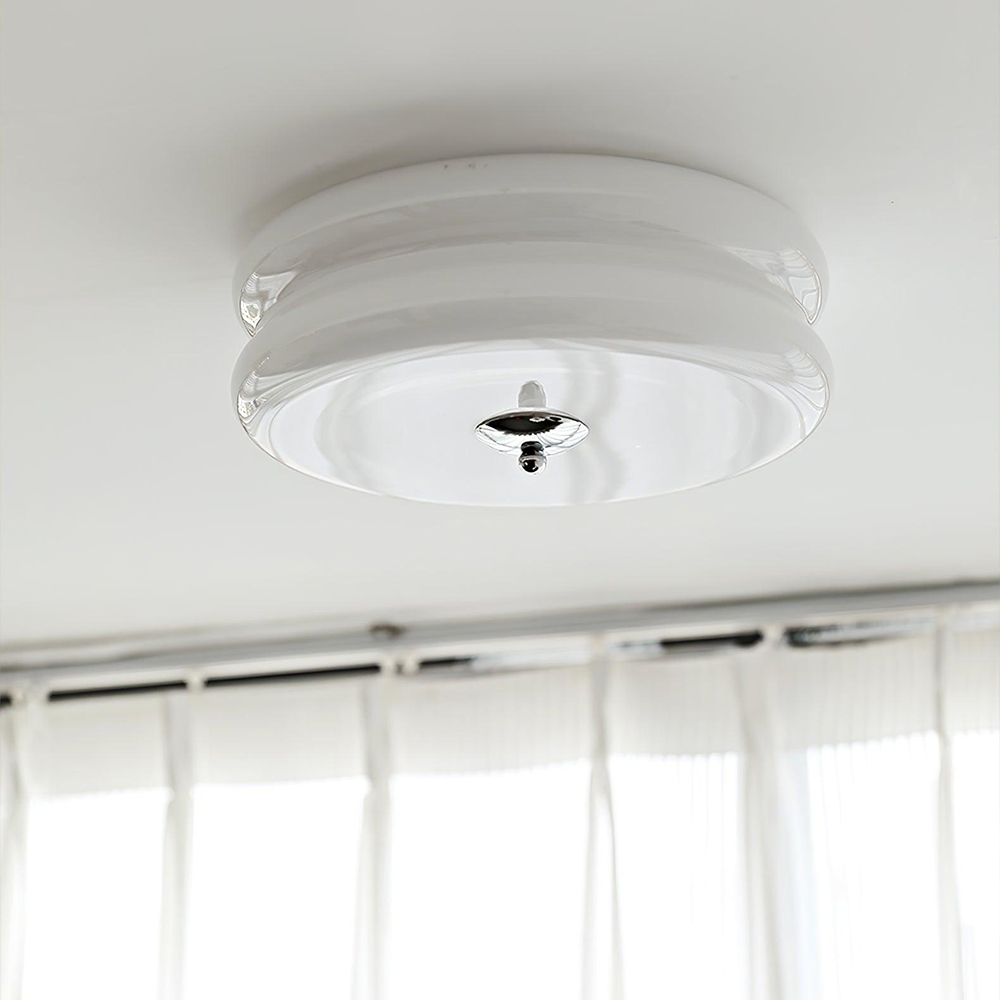 Lampada da soffitto Art Deco – Metallo e vetro – Bianco – Ø40 cm – Design elegante per soggiorno e camera da letto