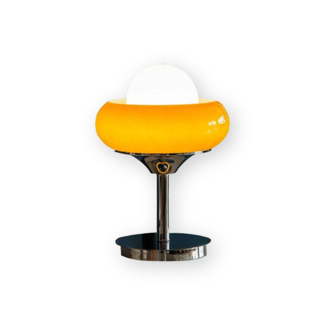 Lampada da tavolo Bauhaus – Vetro & Ferro – Ambra – E27 – Design retro per accenti stilosi