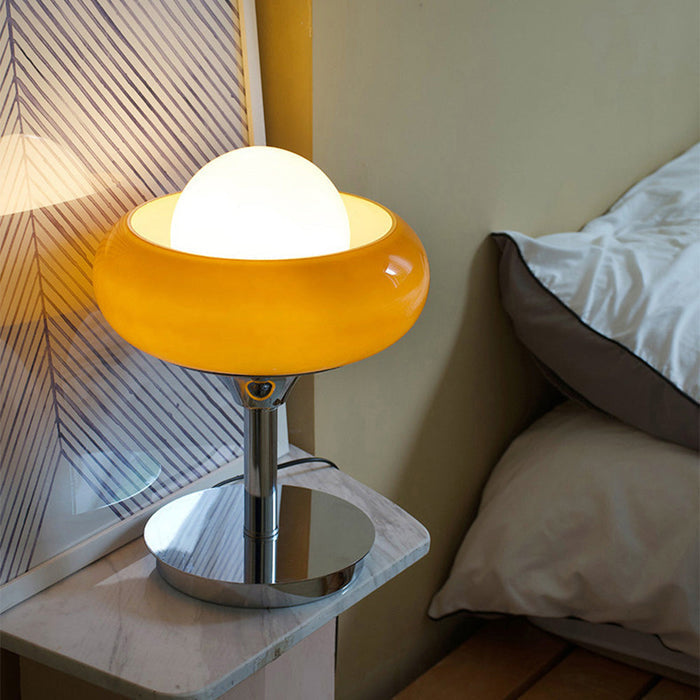 Lampada da tavolo Bauhaus – Vetro & Ferro – Ambra – E27 – Design retro per accenti stilosi