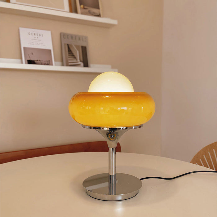 Lampada da tavolo Bauhaus – Vetro & Ferro – Ambra – E27 – Design retro per accenti stilosi