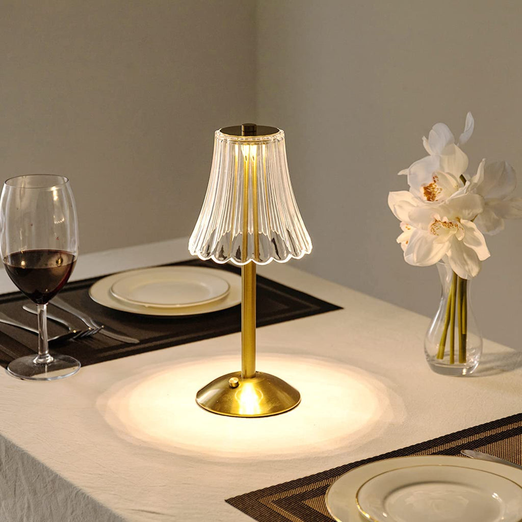 Lampada da Tavolo Billinca – Alluminio – Trasparente – 15W – Elegante Design a Fiore per Accenti Stilosi