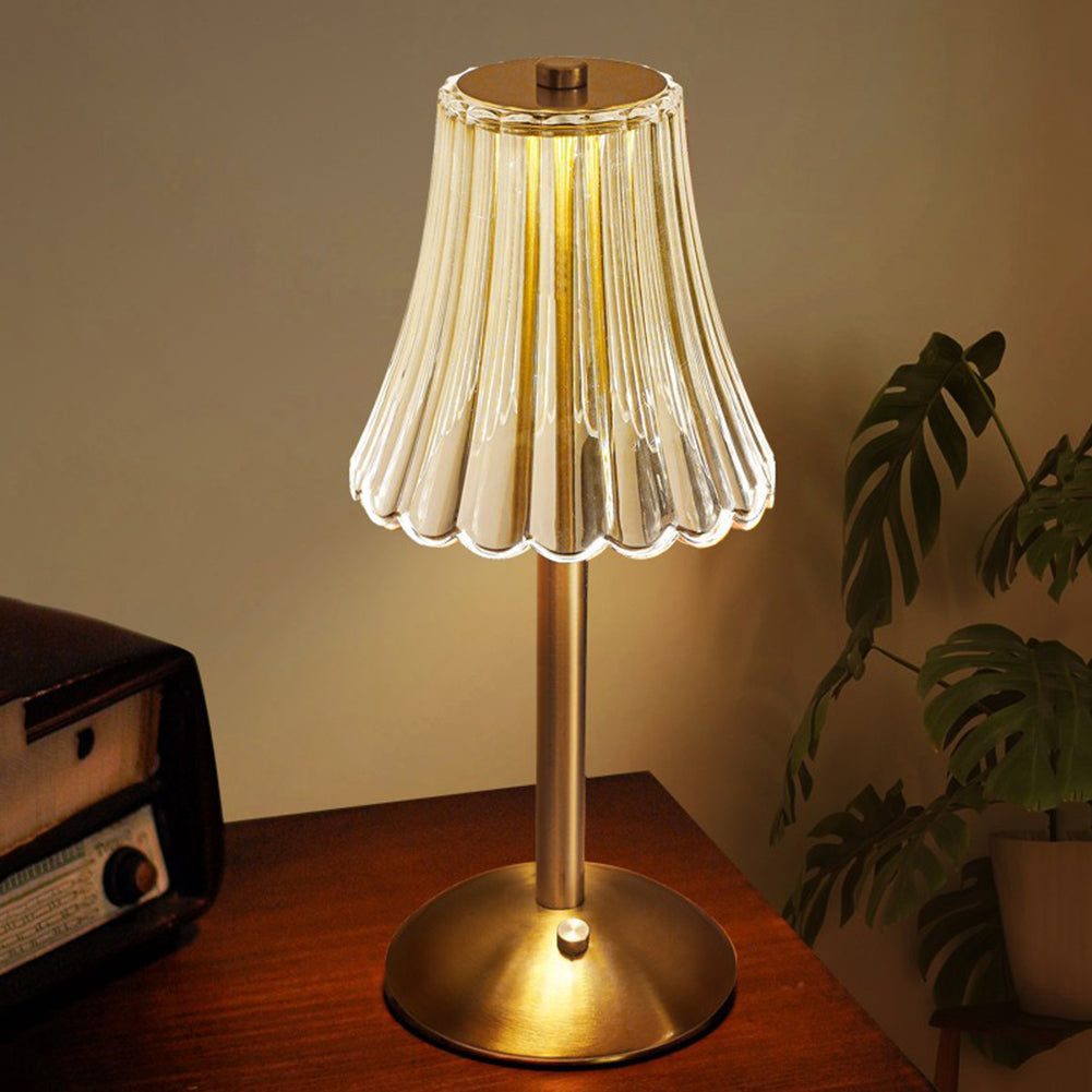 Lampada da Tavolo Billinca – Alluminio – Trasparente – 15W – Elegante Design a Fiore per Accenti Stilosi