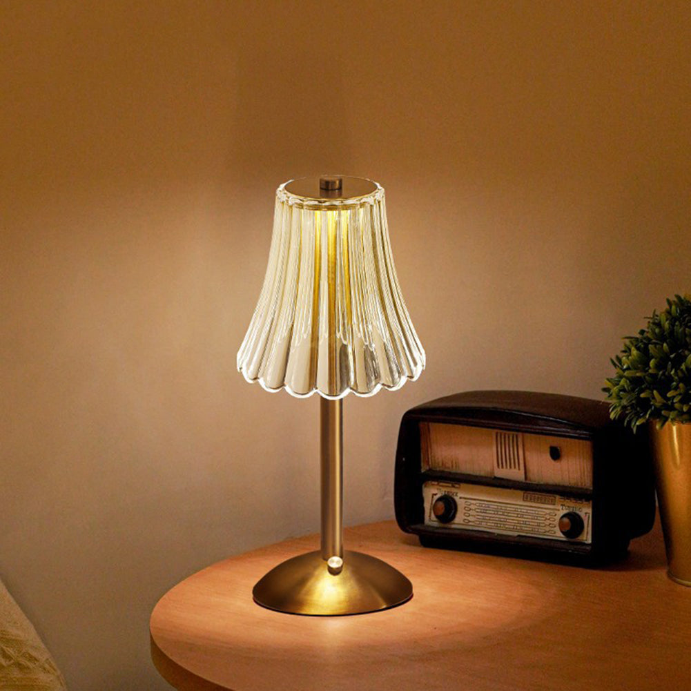 Lampada da Tavolo Billinca – Alluminio – Trasparente – 15W – Elegante Design a Fiore per Accenti Stilosi