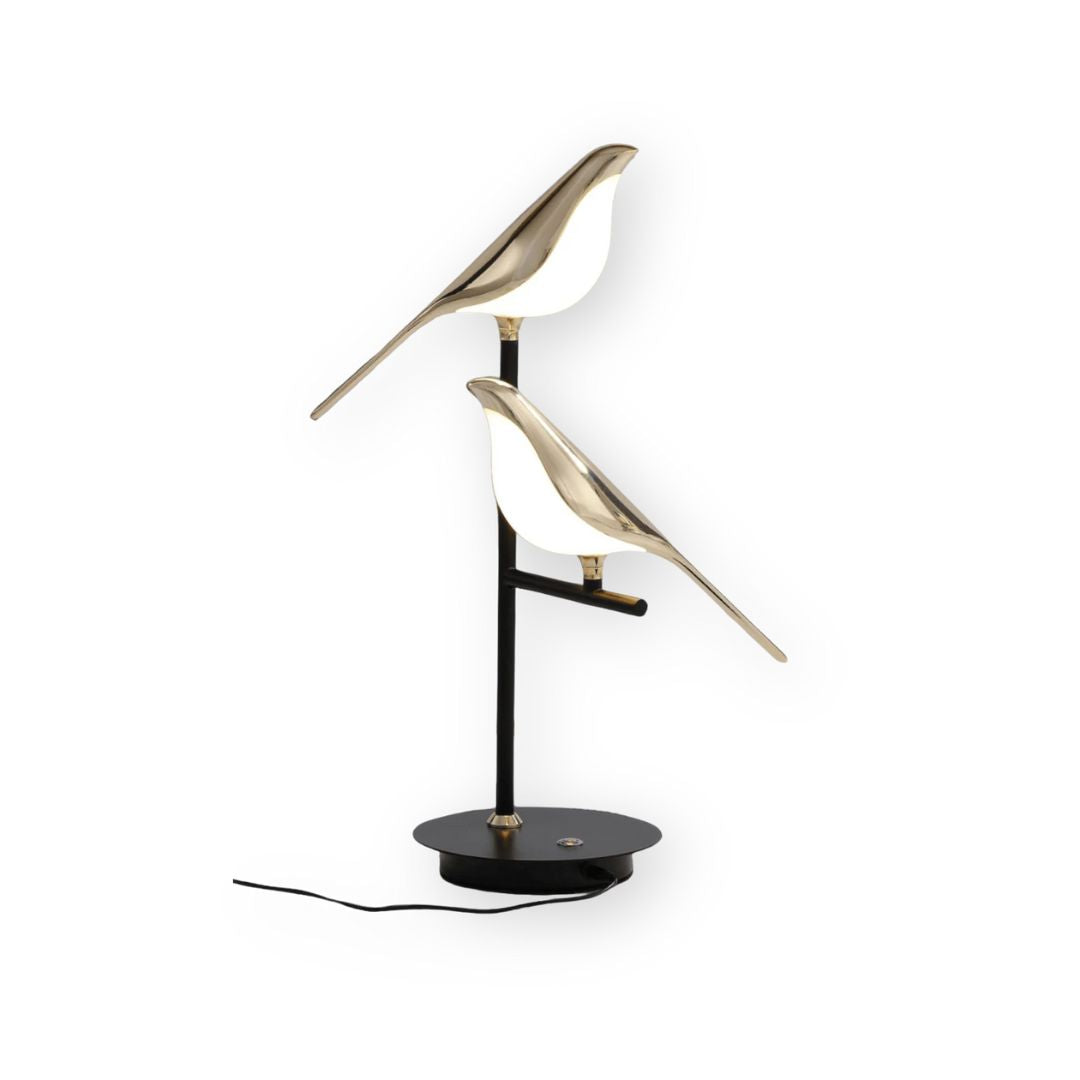 Lampada da tavolo Birdmann – Ferro e Alluminio – Bianco – Design Artistico – Luce Flessibile per Ambienti Eleganti