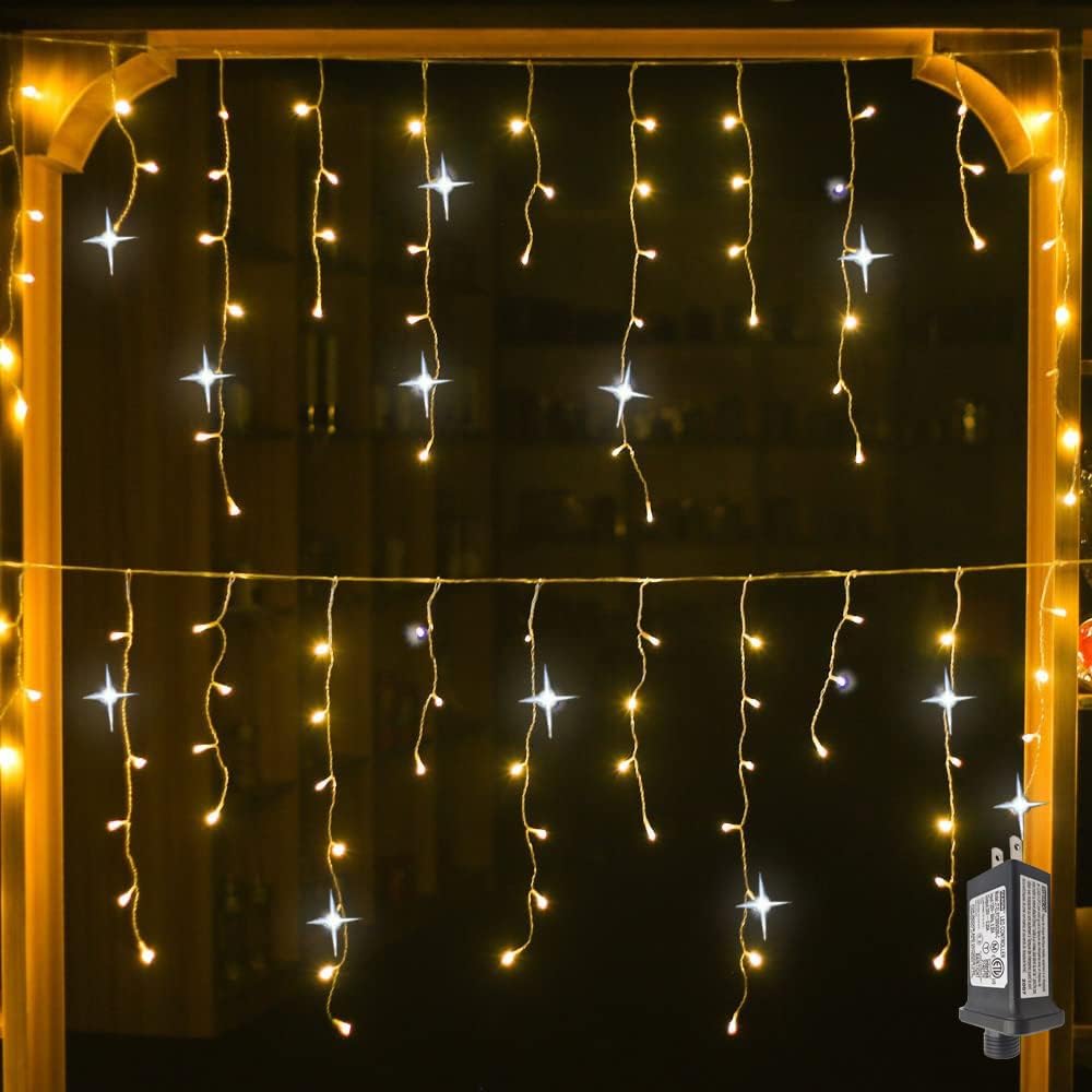 LumaWeave Luci a LED Bianche a Tenda, 4m di Larghezza per Decorazioni Esterne
