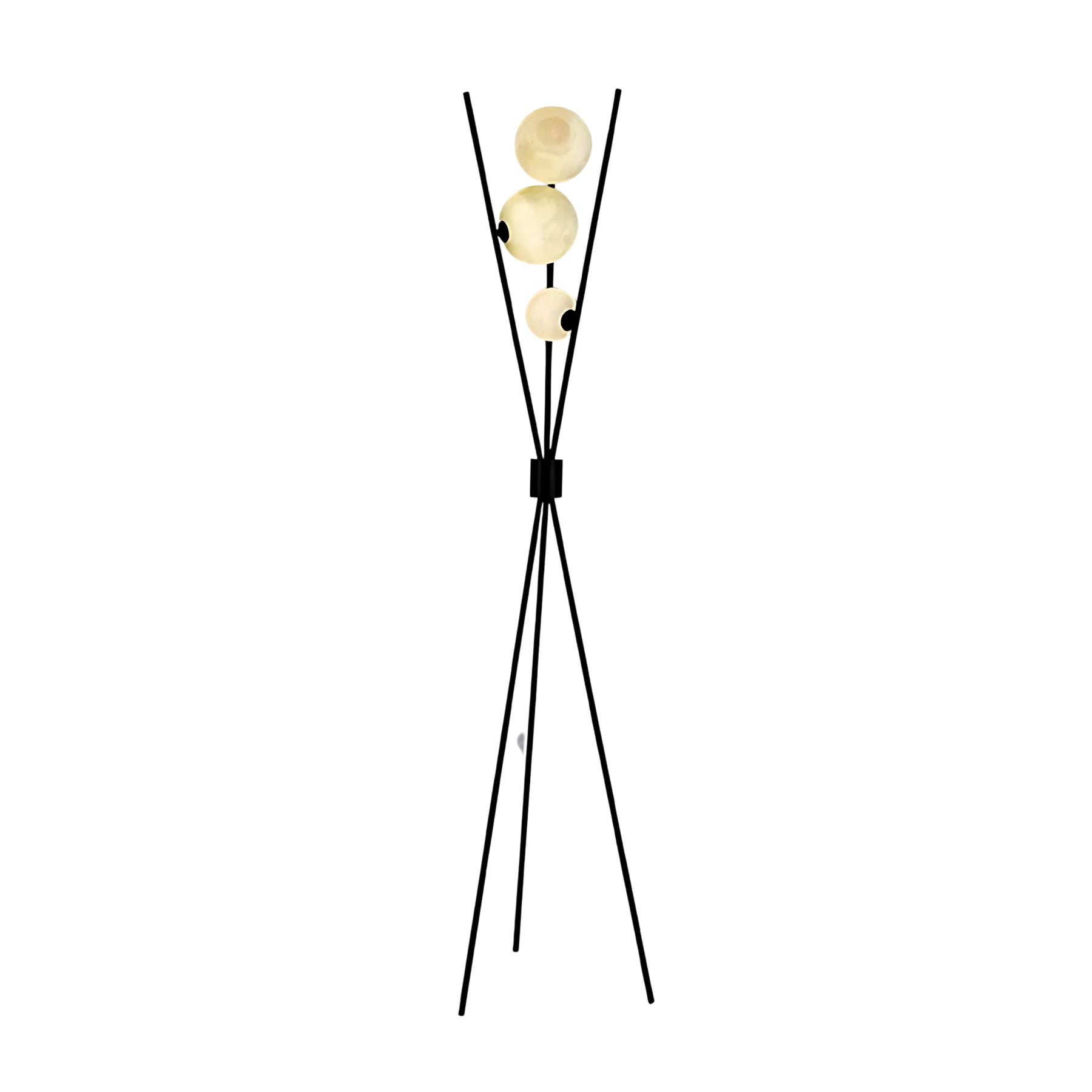 Bolaine Lampada da Terra – Metallo – Vetro Opaco – 3 Fonti di Luce – Design Moderno per il Soggiorno