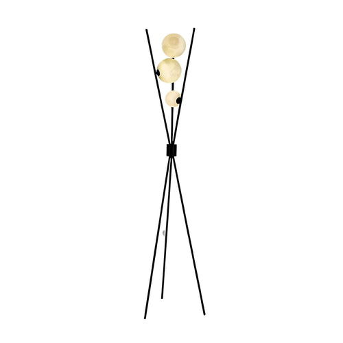 Bolaine Lampada da Terra – Metallo – Vetro Opaco – 3 Fonti di Luce – Design Moderno per il Soggiorno