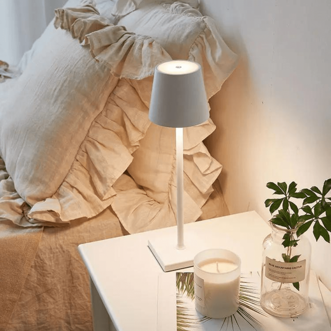 Lampada da tavolo Callon – Metallo – Nero – 30 cm – Lampada touch wireless per design moderno