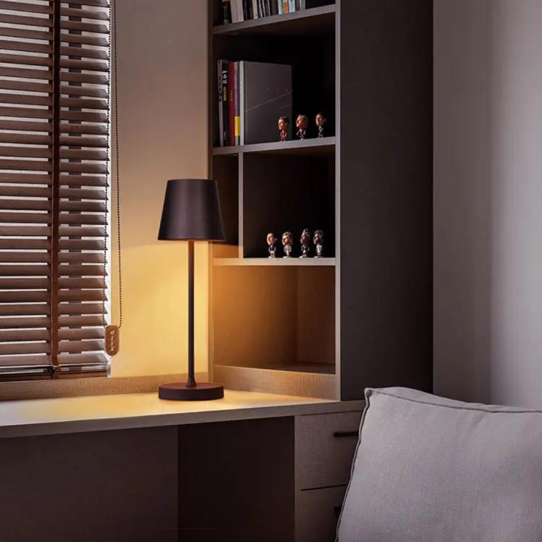 Lampada da tavolo Callon – Metallo – Nero – 30 cm – Lampada touch wireless per design moderno