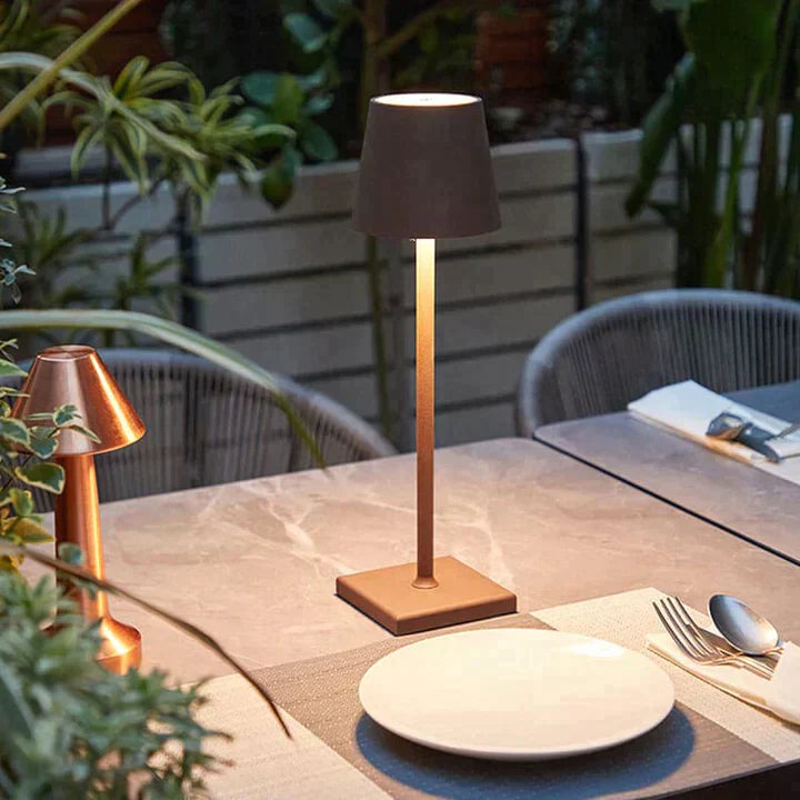 Lampada da tavolo Callon – Metallo – Nero – 30 cm – Lampada touch wireless per design moderno