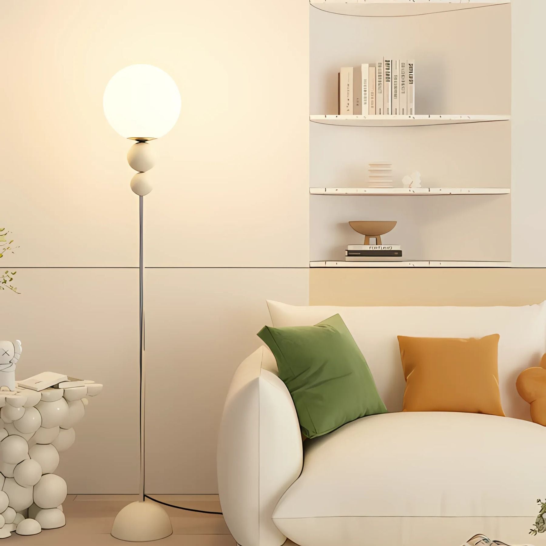 Lampada da terra Camvel – Vetro – Bianco – 150 cm – Design moderno per soggiorno e angolo lettura
